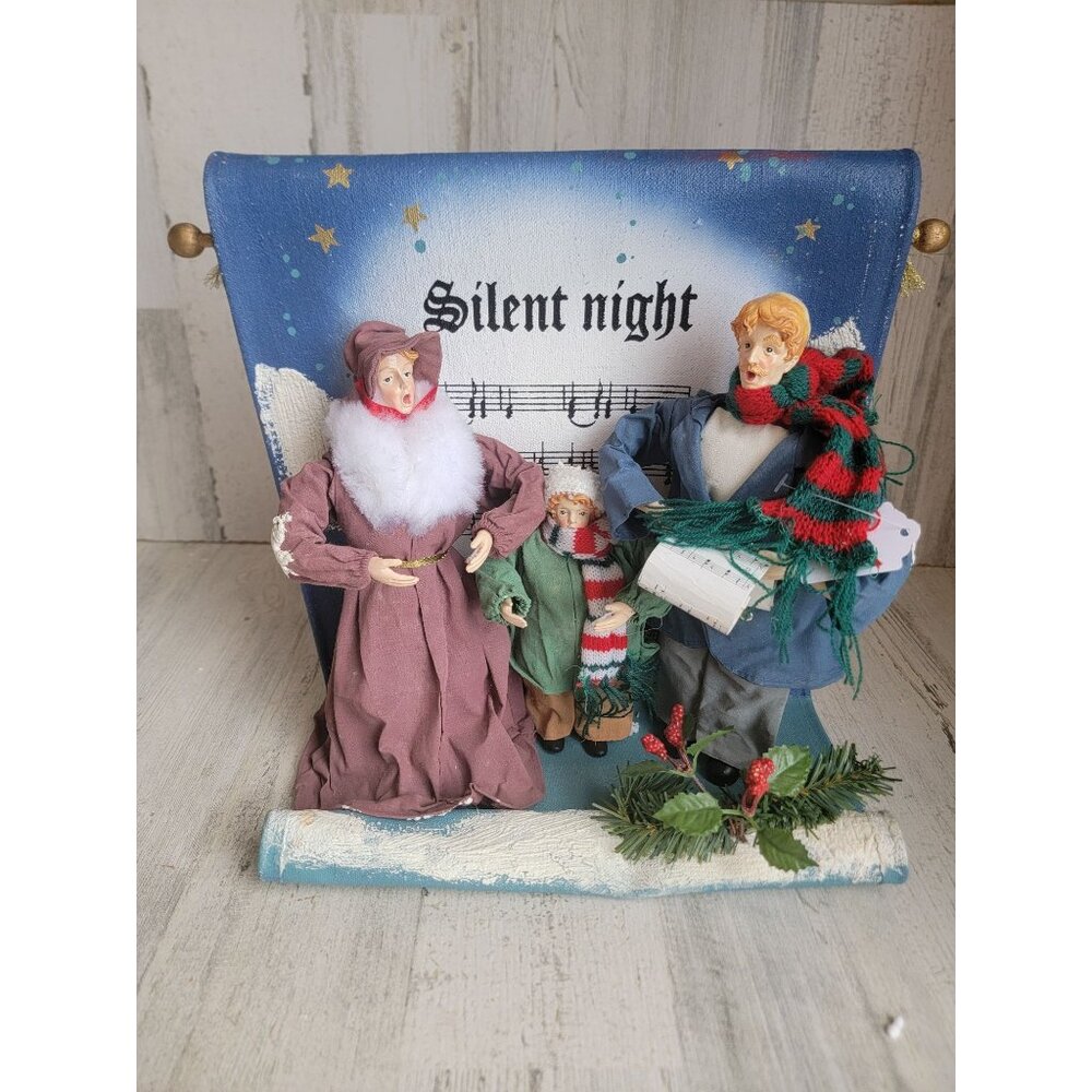 Merry Brite vintage silent night Carolers holiday‎ xmas scroll hanging